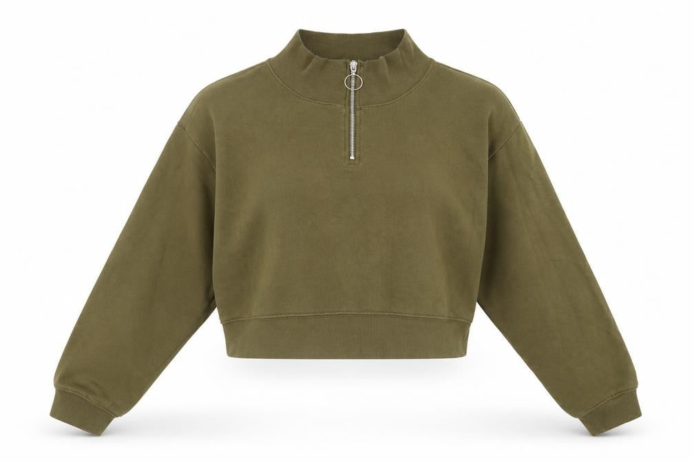 H&M Womens Green High Neck  Cotton Pullover Jumper Size M