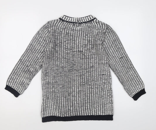 H&M Womens White Crew Neck Geometric Acrylic Pullover Jumper Size S