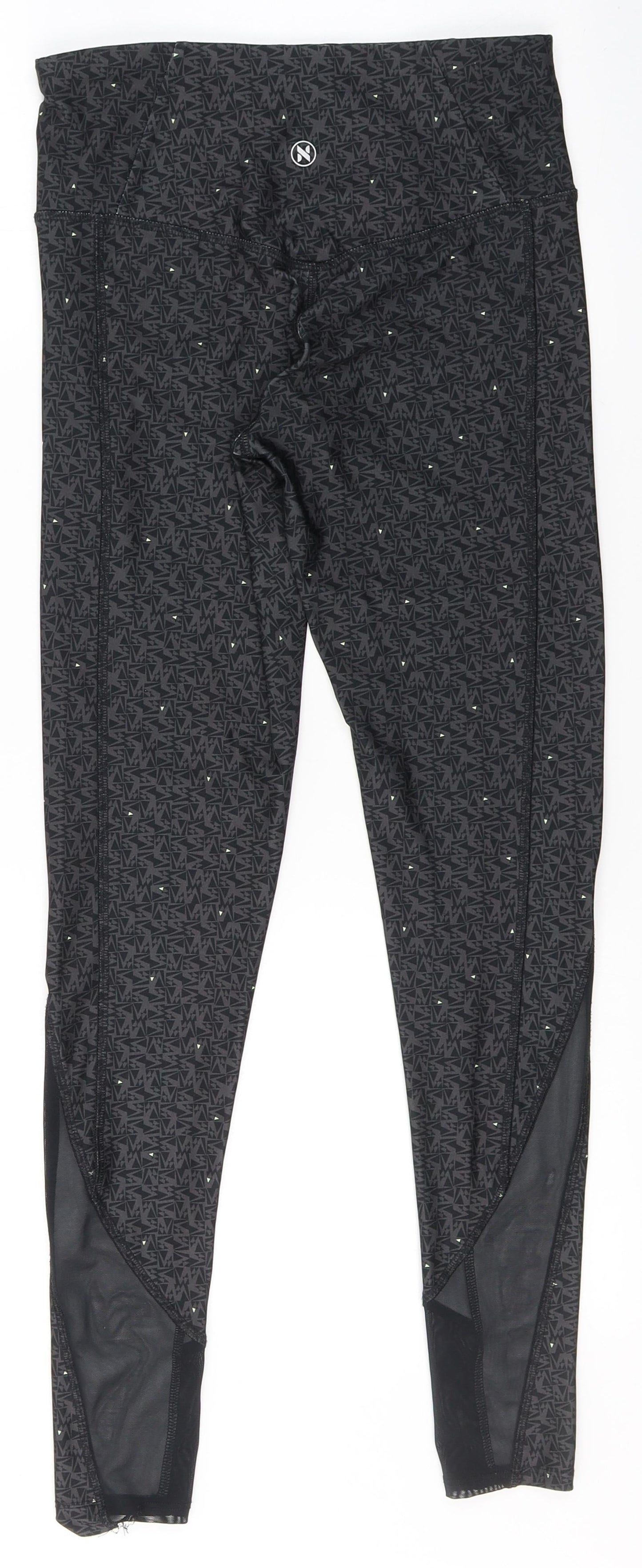 NEXT Womens Black Geometric Polyester Compression Leggings Size 6 L29 in Regular