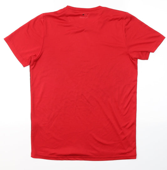 Slazenger Mens Red Geometric Polyester  T-Shirt Size S Round Neck