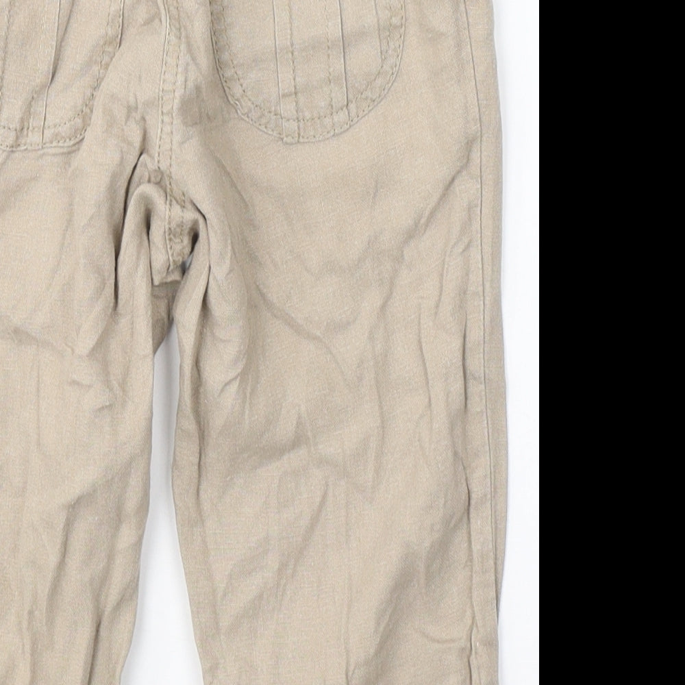 George Girls Beige  Linen Carrot Trousers Size 7-8 Years  Regular  - cropped
