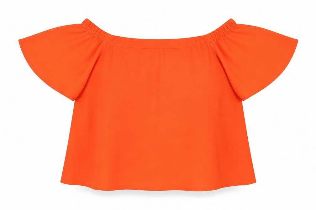 New Look  Womens Orange  Polyester Basic Blouse Size 14 Off the Shoulder