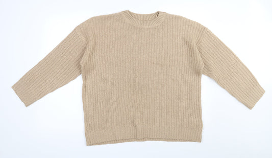 New Look Womens Beige Round Neck  Acrylic Pullover Jumper Size M