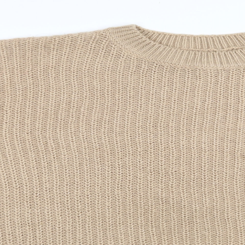 New Look Womens Beige Round Neck  Acrylic Pullover Jumper Size M