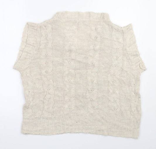 Vanessa Alexandra Womens Beige V-Neck  Acrylic Vest Jumper Size S