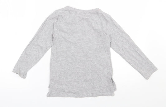 Matalan  Girls Grey  Cotton Basic T-Shirt Size 6 Years Round Neck Pullover - Girl club
