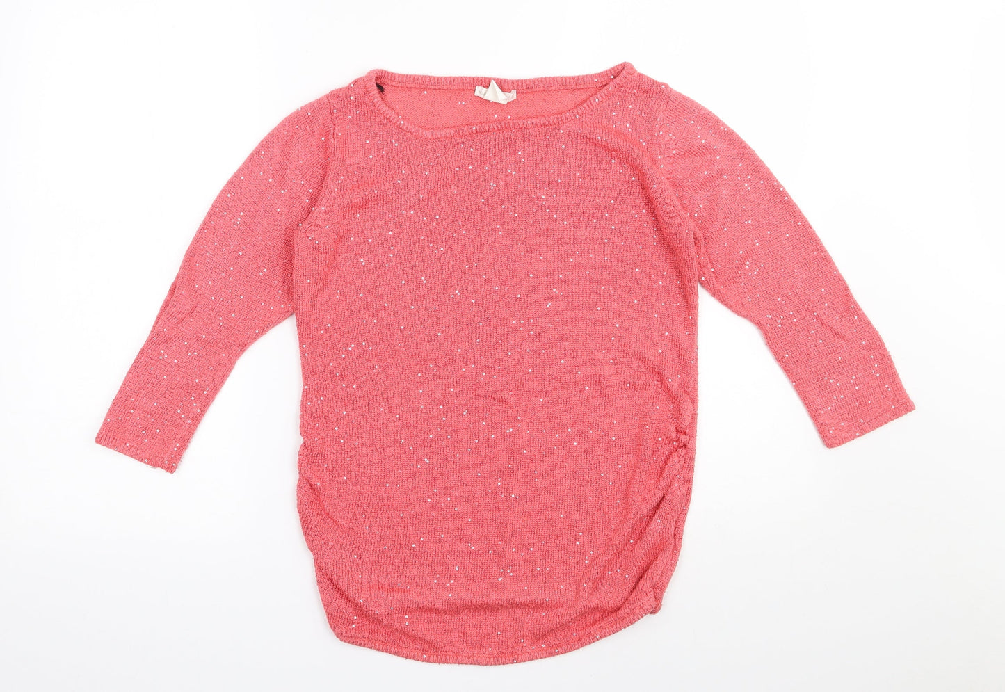 H&M Womens Pink Boat Neck  Polyester Pullover Jumper Size M