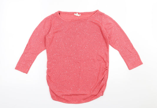 H&M Womens Pink Boat Neck  Polyester Pullover Jumper Size M