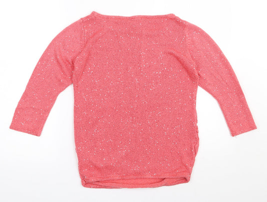 H&M Womens Pink Boat Neck  Polyester Pullover Jumper Size M