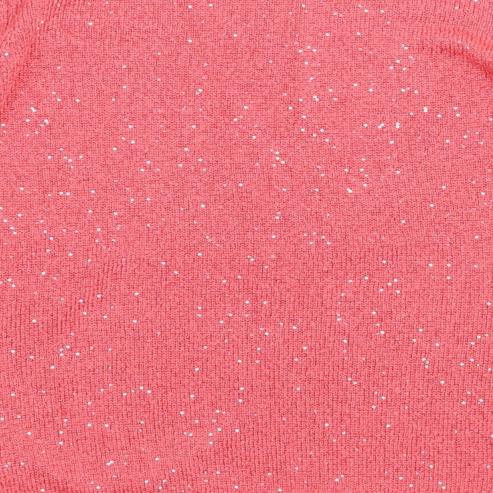 H&M Womens Pink Boat Neck  Polyester Pullover Jumper Size M