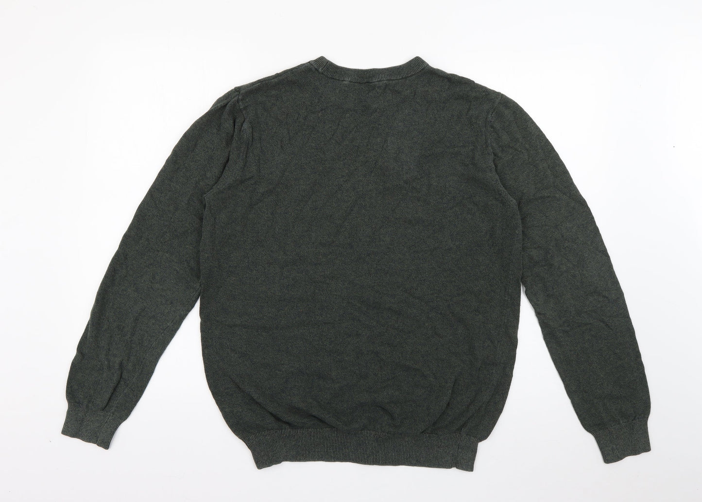 Peacocks Womens Green Crew Neck  Cotton Pullover Jumper Size M