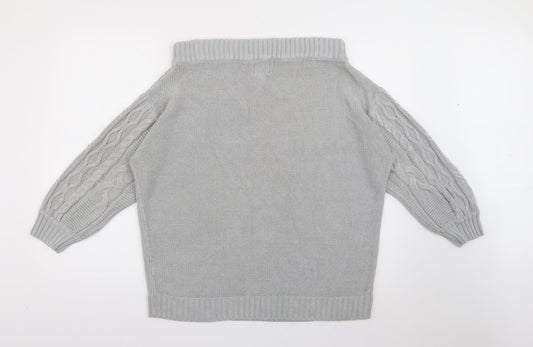 Be you Womens Grey Scoop Neck  Acrylic Pullover Jumper Size 12