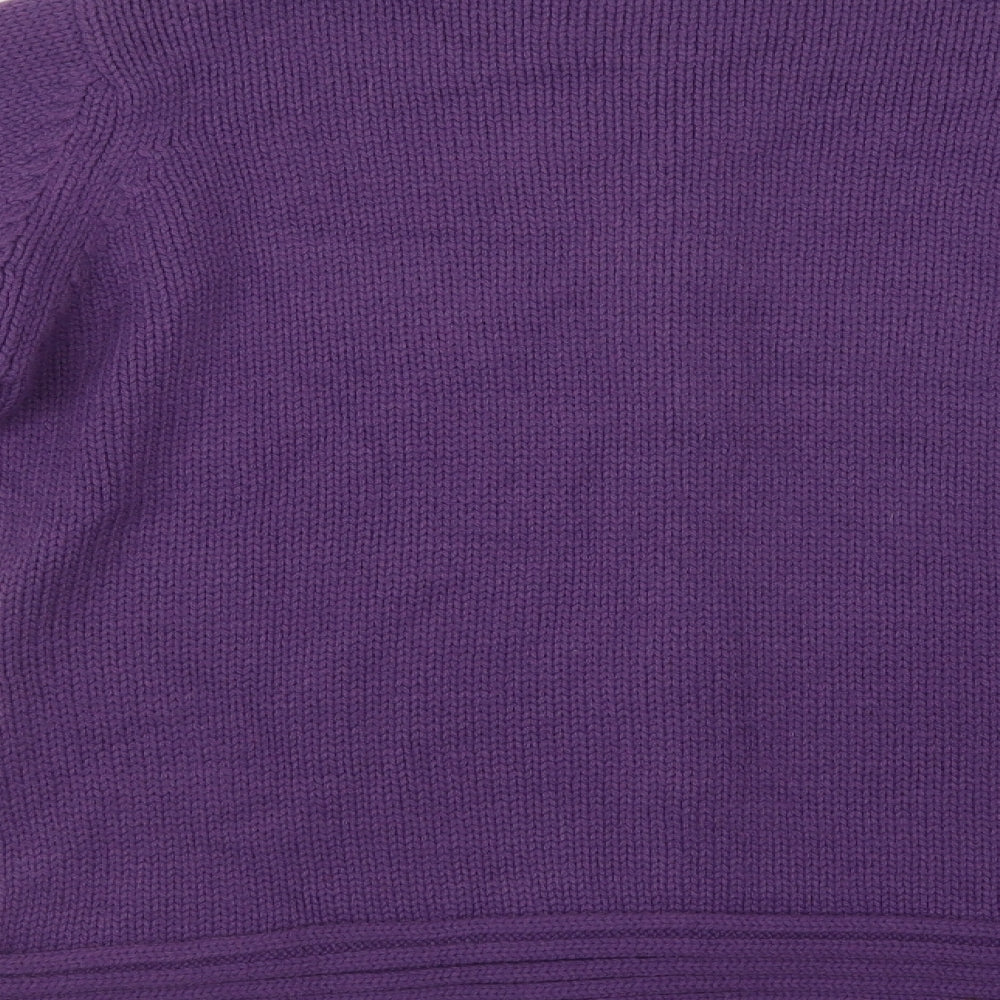 EWM Womens Purple Collared  Acrylic Full Zip Jumper Size M