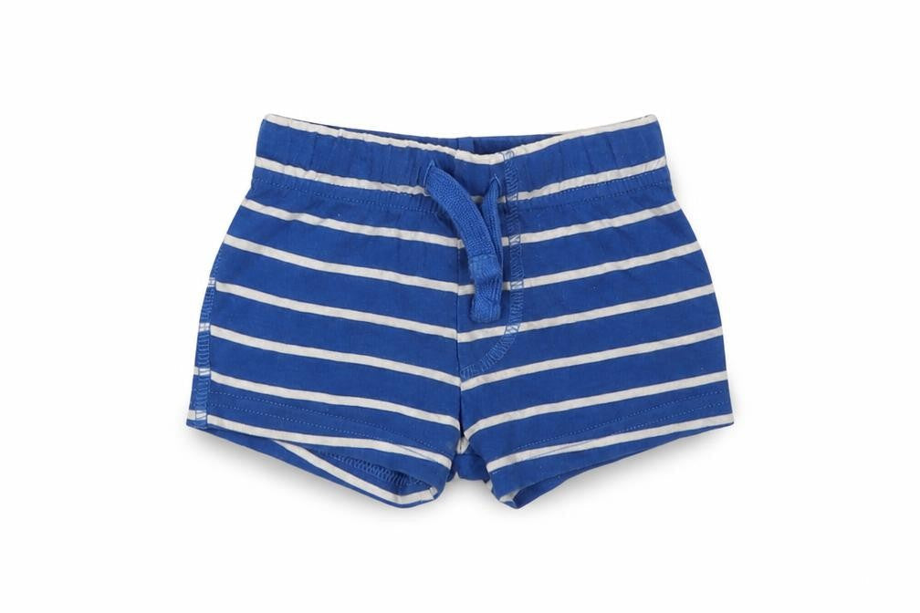 F&F Baby Blue Striped Cotton Cropped Leggings Size 0-3 Months  Drawstring