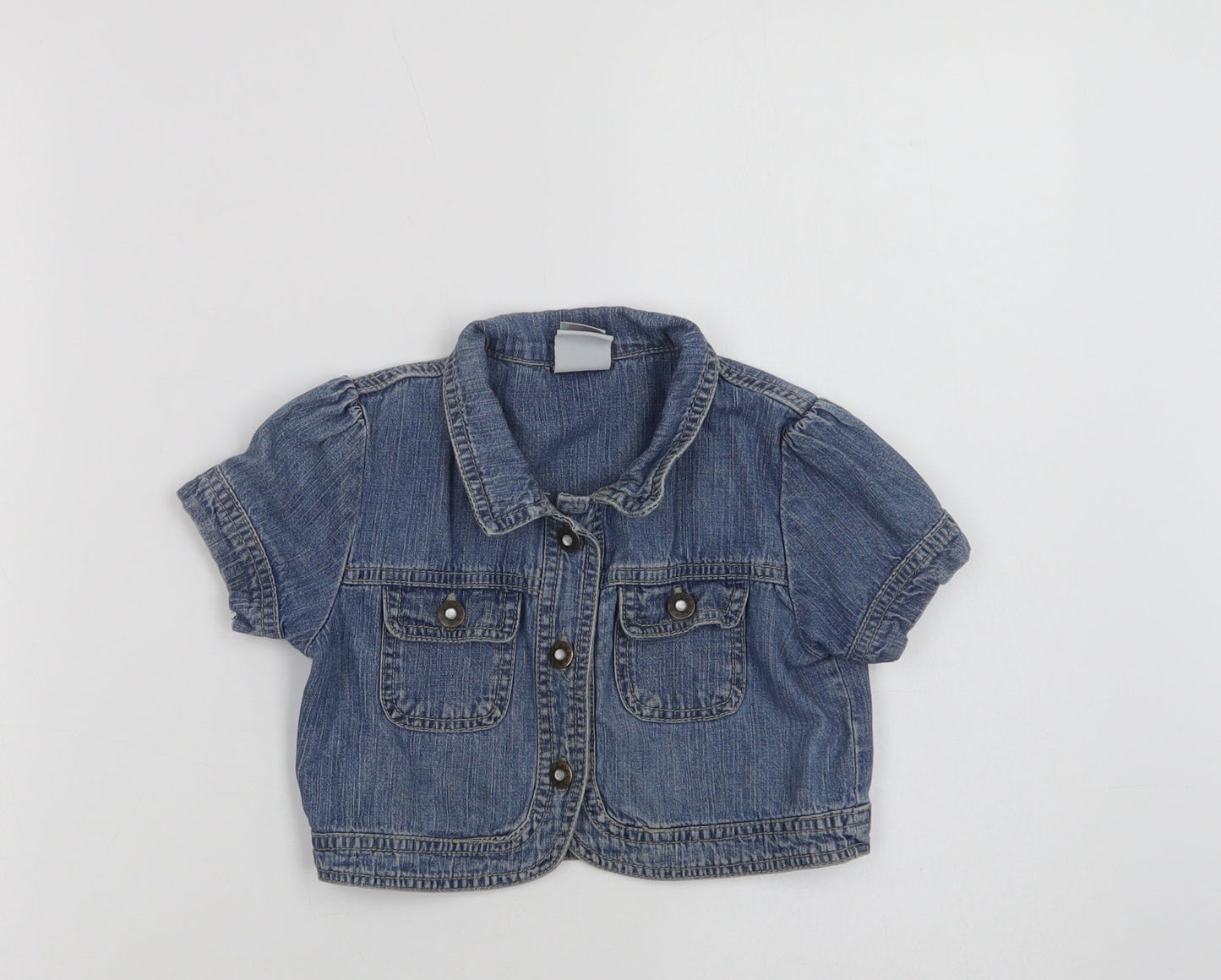 E-vie Angel Girls Black  Cotton Cropped Button-Up Size 5-6 Years Collared Button