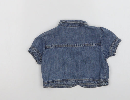 E-vie Angel Girls Black  Cotton Cropped Button-Up Size 5-6 Years Collared Button