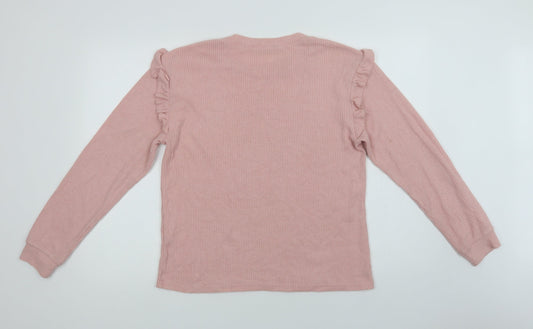 New Look Womens Pink Crew Neck  Polyester Shrug Jumper Size M