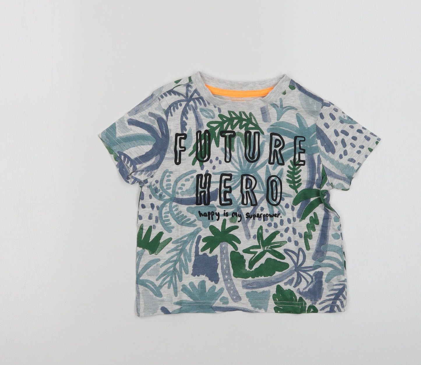 F&F Baby Grey Floral Cotton Camisole T-Shirt Size 12-18 Months Crew Neck  - Future Hero