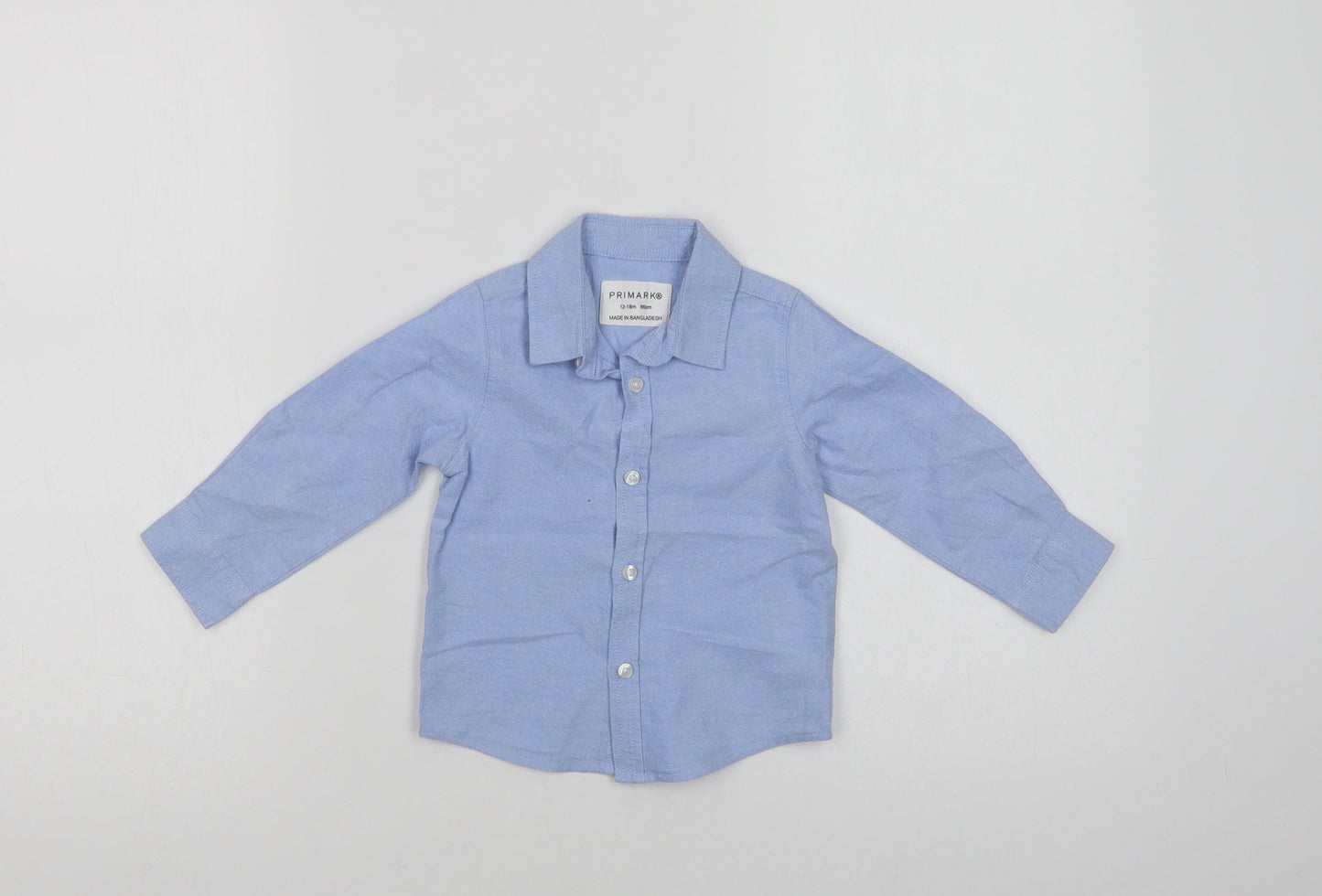 Primark Baby Blue  Cotton Basic Button-Up Size 12-18 Months Collared Button