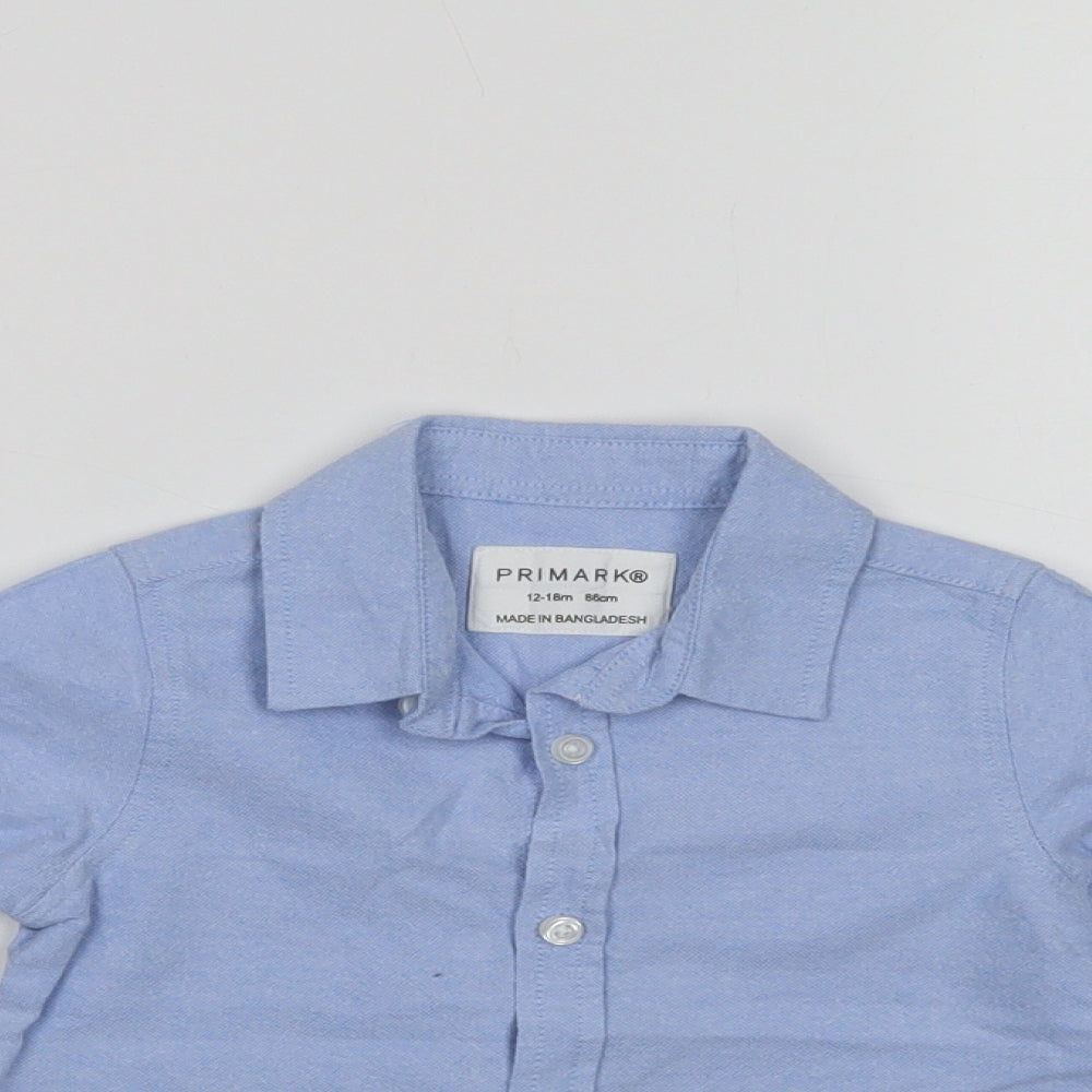 Primark Baby Blue  Cotton Basic Button-Up Size 12-18 Months Collared Button