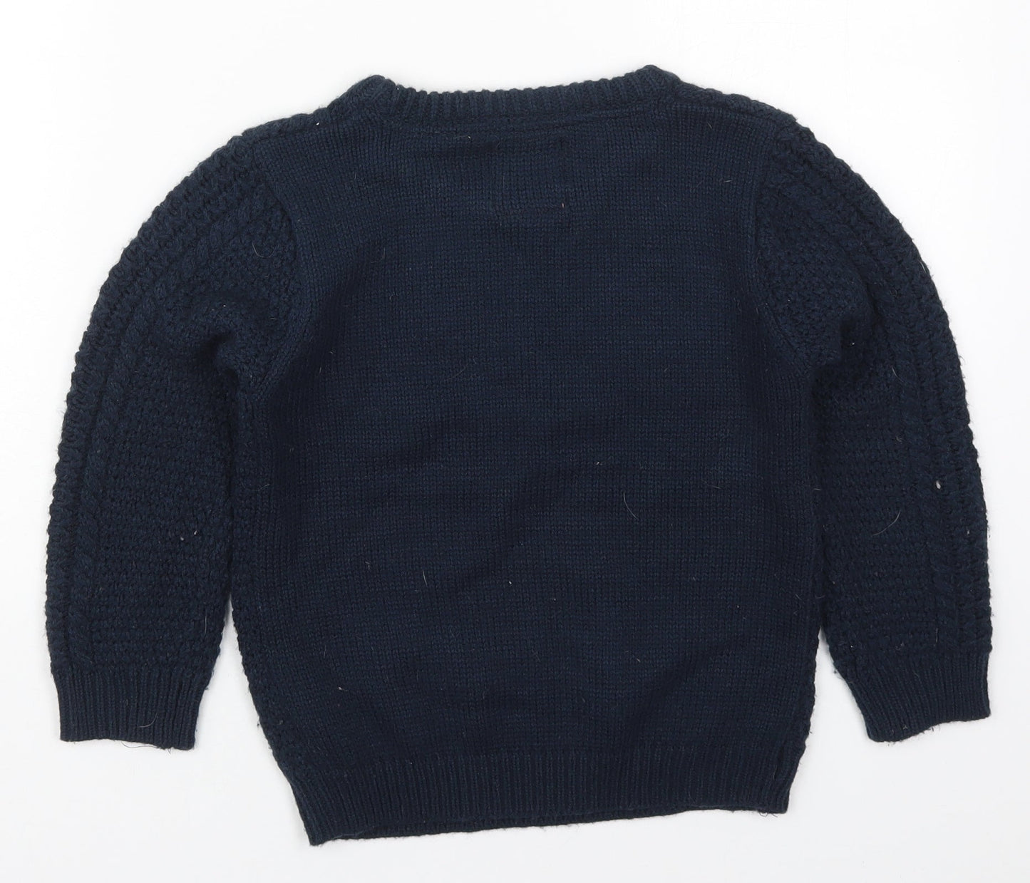 Primark Boys Blue Round Neck  Acrylic Pullover Jumper Size 6-7 Years  Pullover
