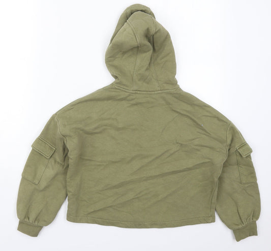 Marks and Spencer Girls Green  Cotton Pullover Hoodie Size 9-10 Years  Pullover