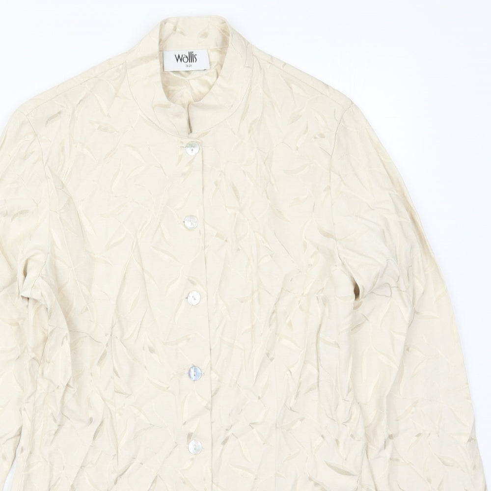 Wallis Womens Ivory Floral  Jacket  Size 12  Button - Leaf Prints