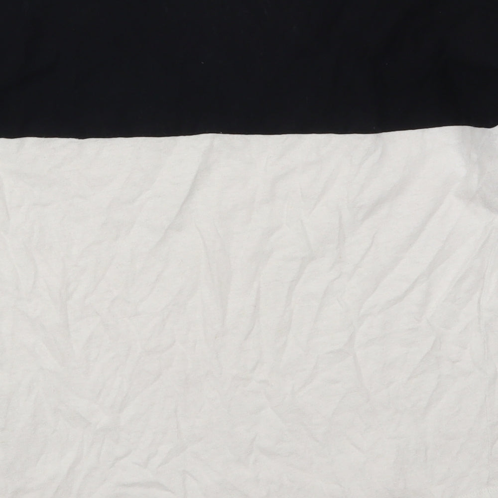 River Island Womens White Colourblock Cotton Basic T-Shirt Size 10 V-Neck - Black and White