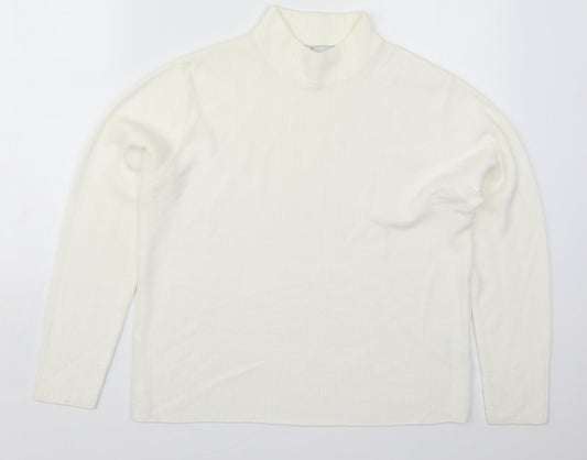 Emreco Womens White Round Neck  Acrylic Pullover Jumper Size 18