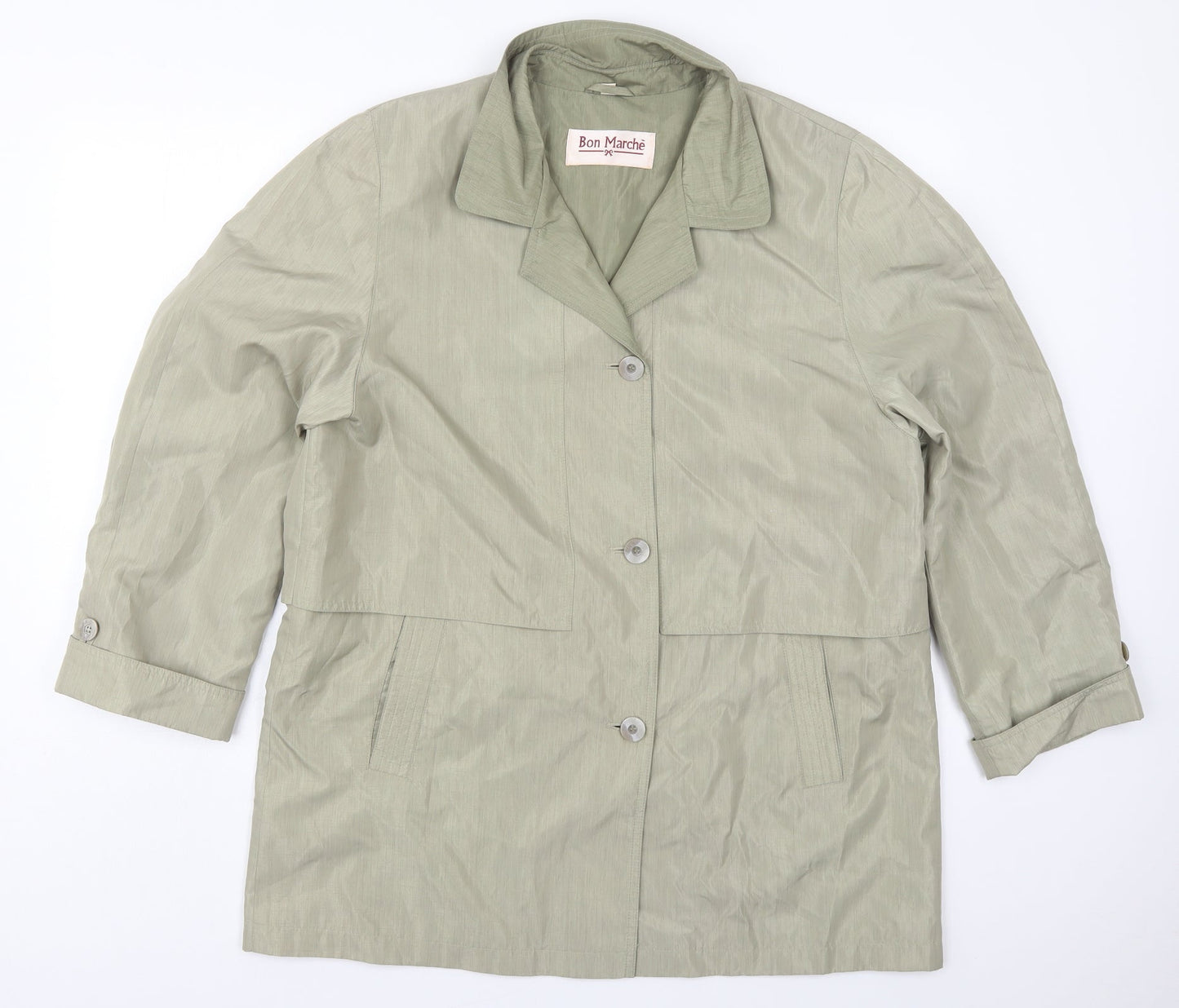 Bonmarché Womens Green   Overcoat Coat Size 16  Button