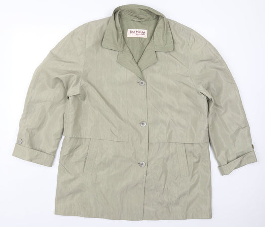 Bonmarché Womens Green   Overcoat Coat Size 16  Button