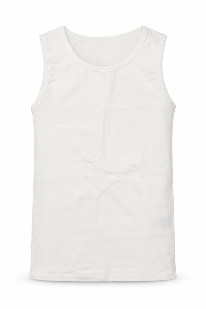 Dunnes Boys White  Cotton Basic Tank Size 9-10 Years Crew Neck Pullover