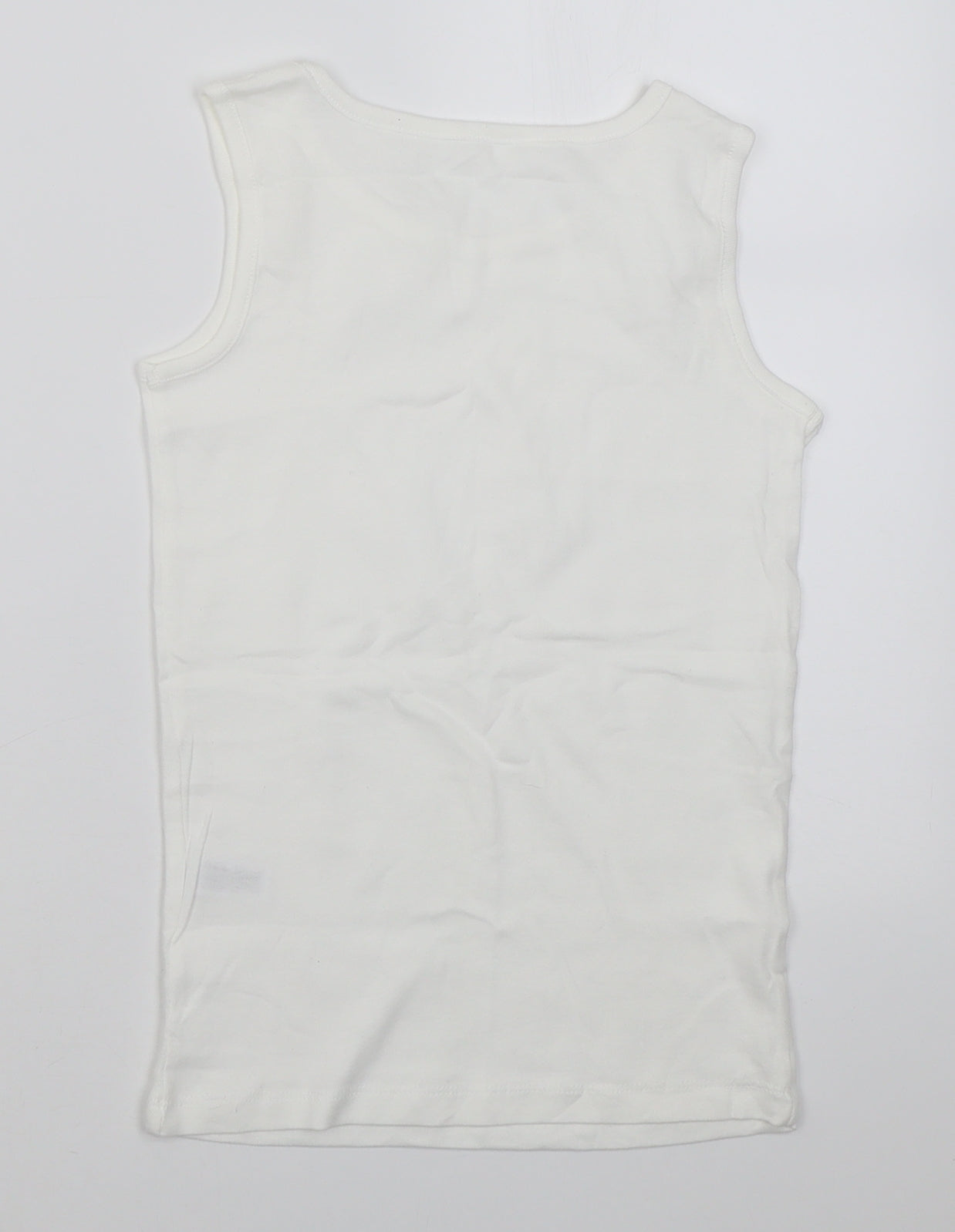 Dunnes Stores Boys White  Cotton Basic Tank Size 9-10 Years Crew Neck Pullover