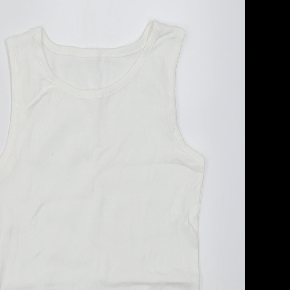 Dunnes Stores Boys White  Cotton Basic Tank Size 9-10 Years Crew Neck Pullover