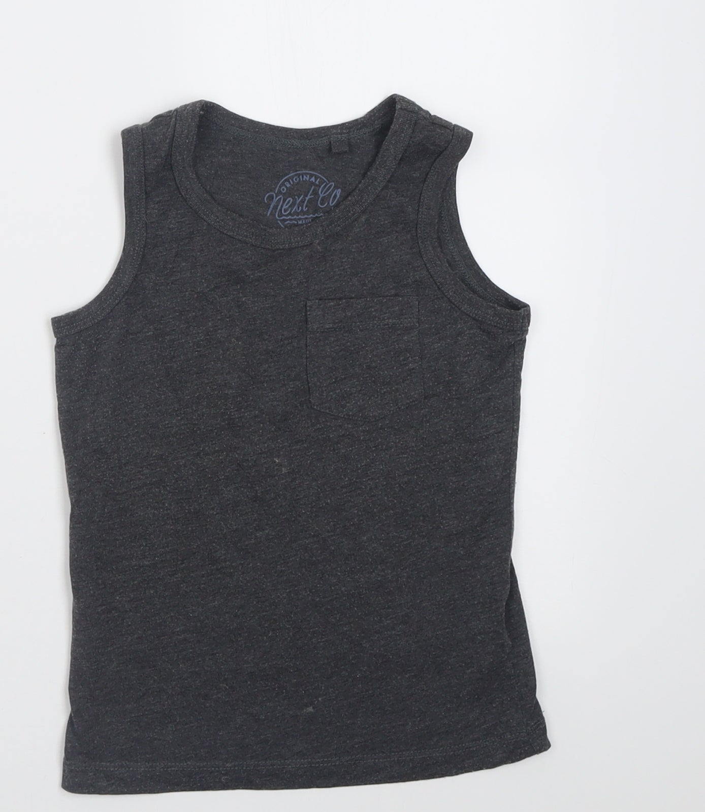 NEXT Boys Grey  Cotton Basic Tank Size 4 Years Crew Neck Pullover