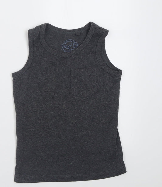 NEXT Boys Grey  Cotton Basic Tank Size 4 Years Crew Neck Pullover
