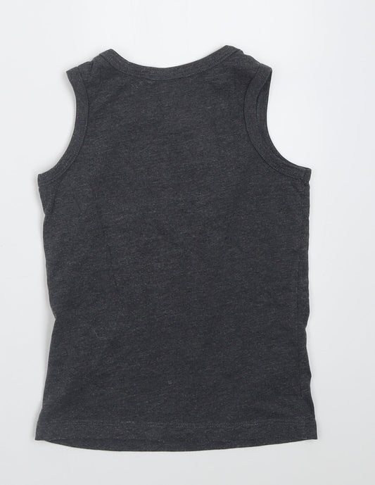 NEXT Boys Grey  Cotton Basic Tank Size 4 Years Crew Neck Pullover