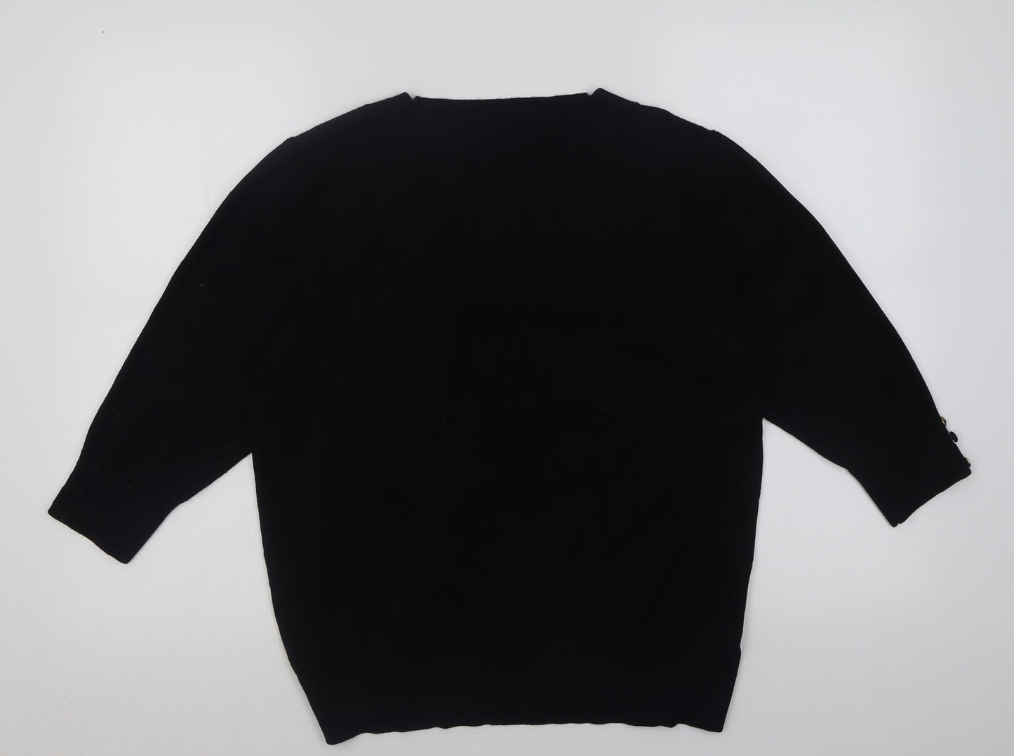 EWM Womens Black Square Neck  Polyamide Pullover Jumper Size 18
