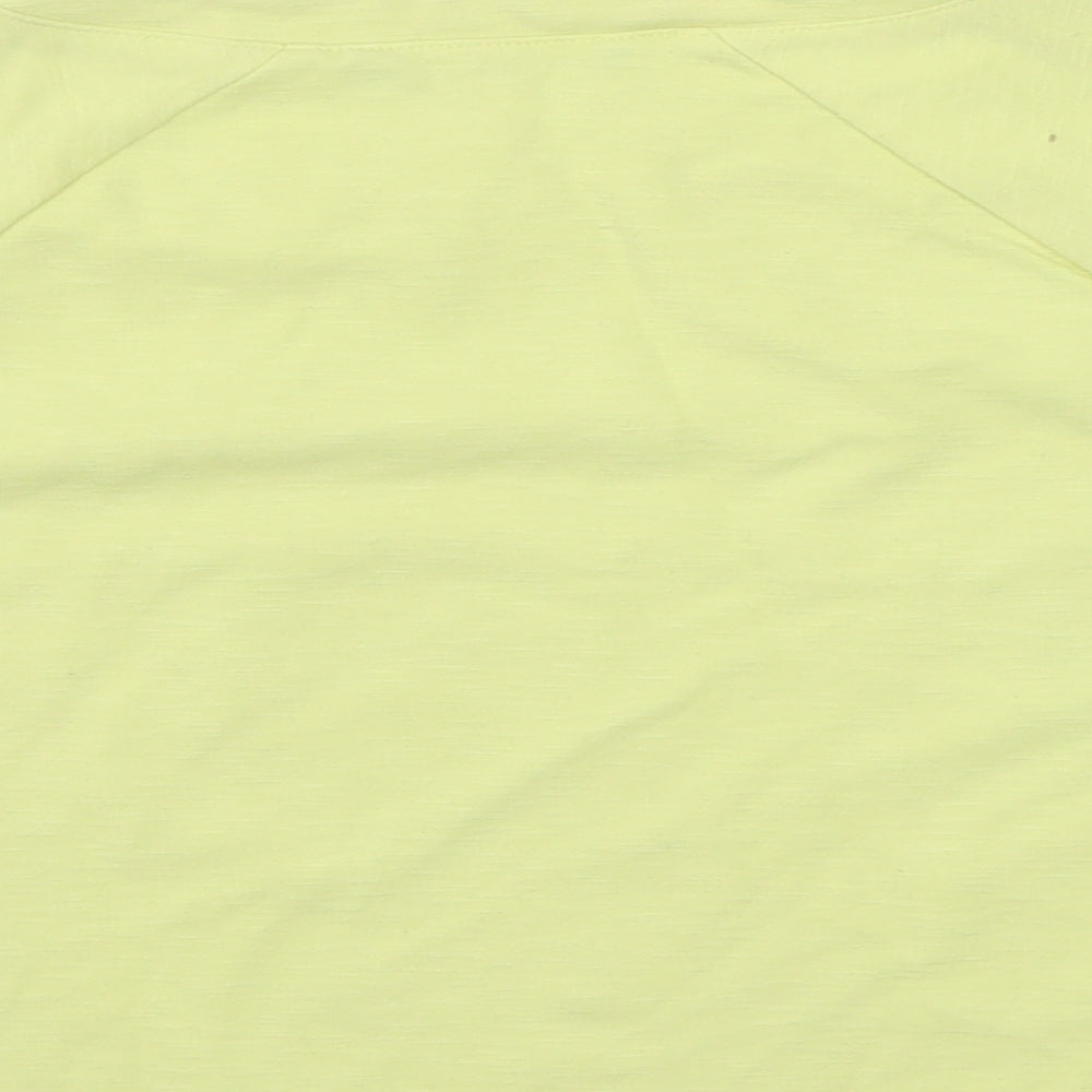 French Connection Womens Yellow  Viscose Cropped T-Shirt Size M Crew Neck