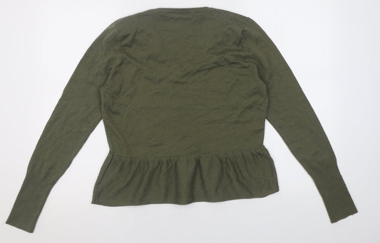 Marks and Spencer Womens Green V-Neck  Acrylic Pullover Jumper Size 14