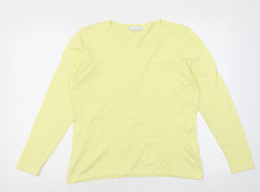 Lakeland Womens Yellow Crew Neck  Viscose Pullover Jumper Size M