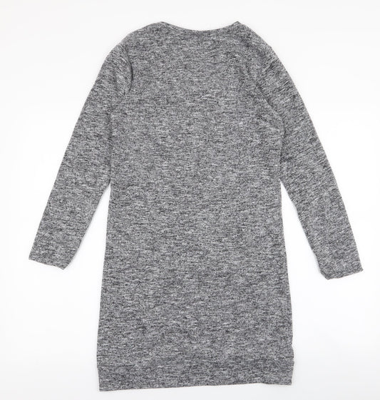Zarra Gembos Womens Grey  Polyester Jumper Dress  Size 8  Round Neck Pullover - Shirt insert