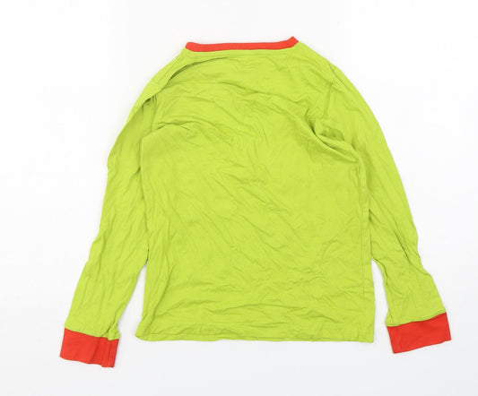Dr Seuss Boys Green Solid Cotton  Pyjama Top Size 8-9 Years  Pullover - The Grinch