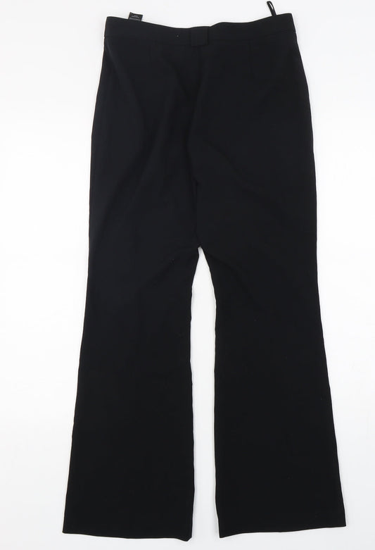 Marks and Spencer Womens Black  Polyester Trousers  Size 8 L29 in Regular Hook & Eye
