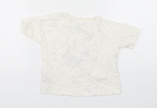 Disney Boys White  Cotton Basic T-Shirt Size 18-24 Months Round Neck Pullover - Disney and friends