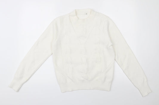 Oasis Womens Ivory Round Neck  Viscose Pullover Jumper Size M