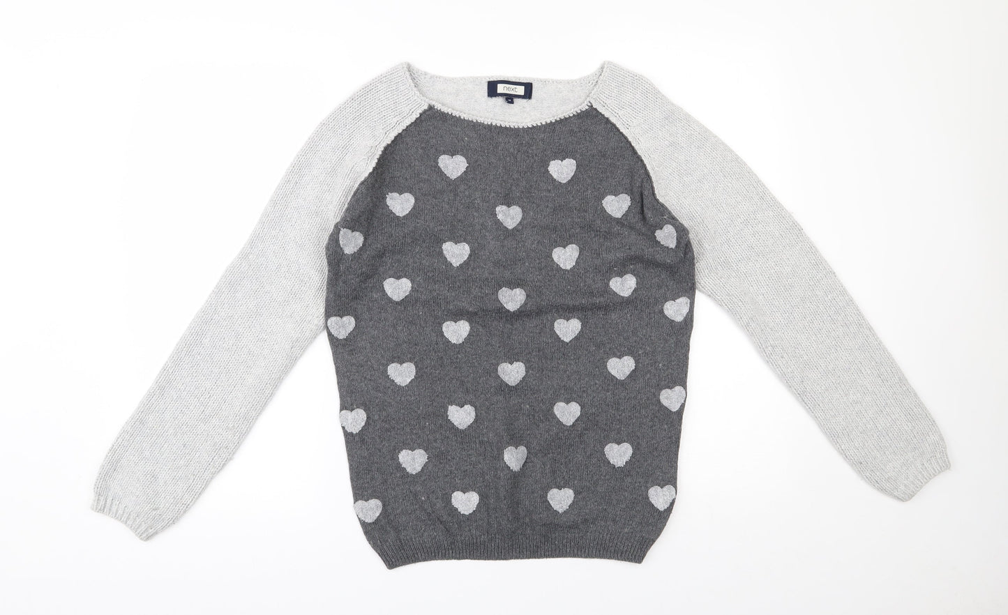 NEXT Womens Grey Boat Neck  Cotton Pullover Jumper Size 10