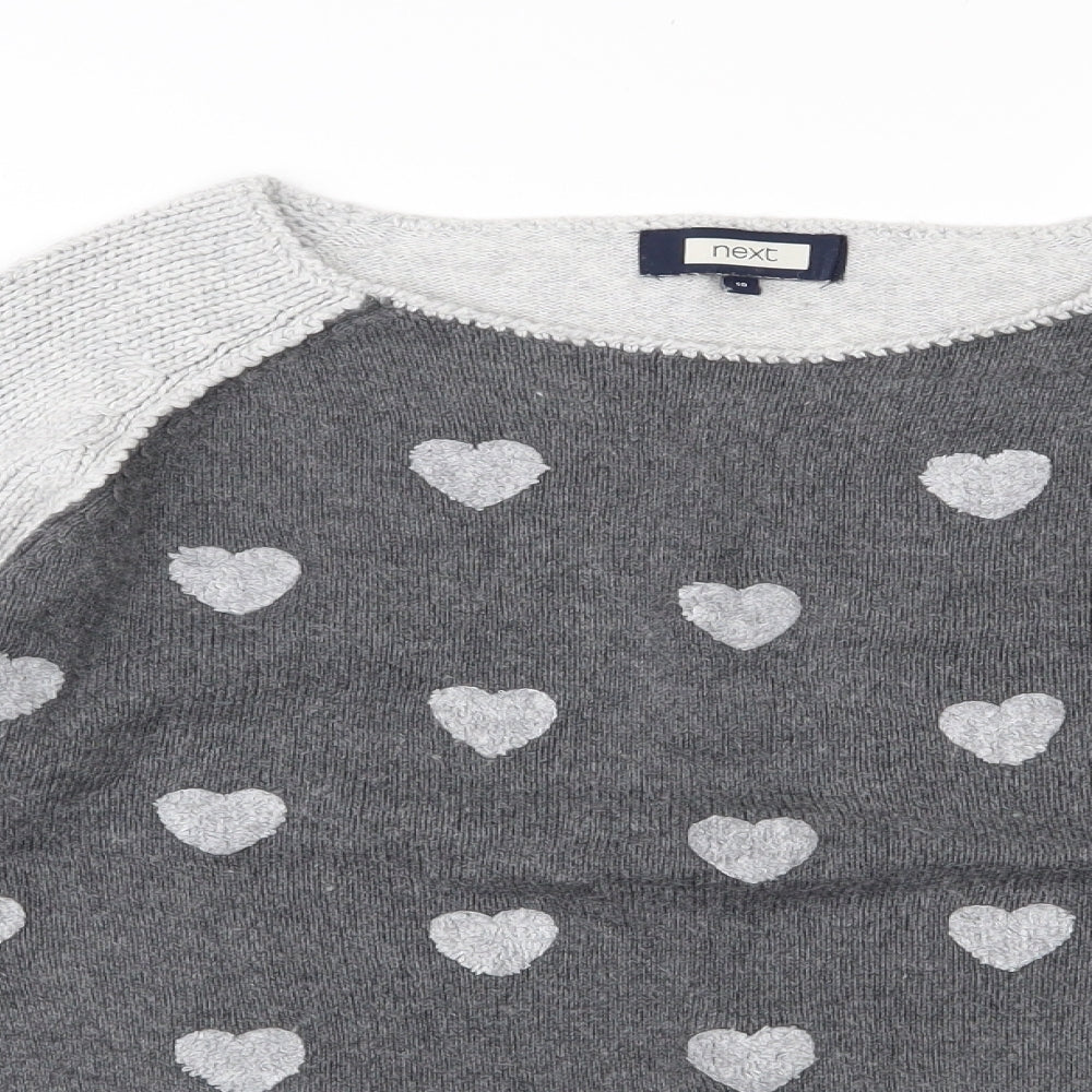 NEXT Womens Grey Boat Neck  Cotton Pullover Jumper Size 10
