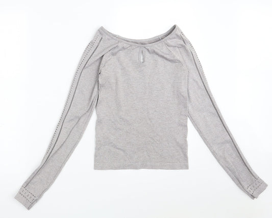 Hollister Womens Grey  Nylon Pullover Sweatshirt Size M