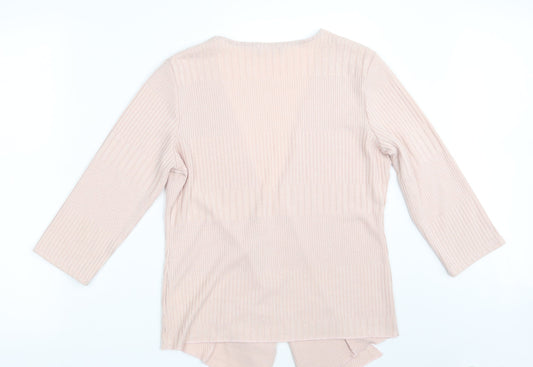 Per Una Womens Pink V-Neck  Polyester Wrap Jumper Size 14